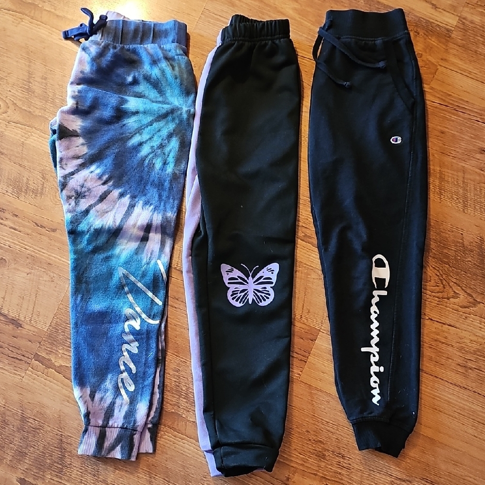 Champion Black and Tie-Dye Kids Joggers Set. Lot Of 3. All Size 12 Or Medium